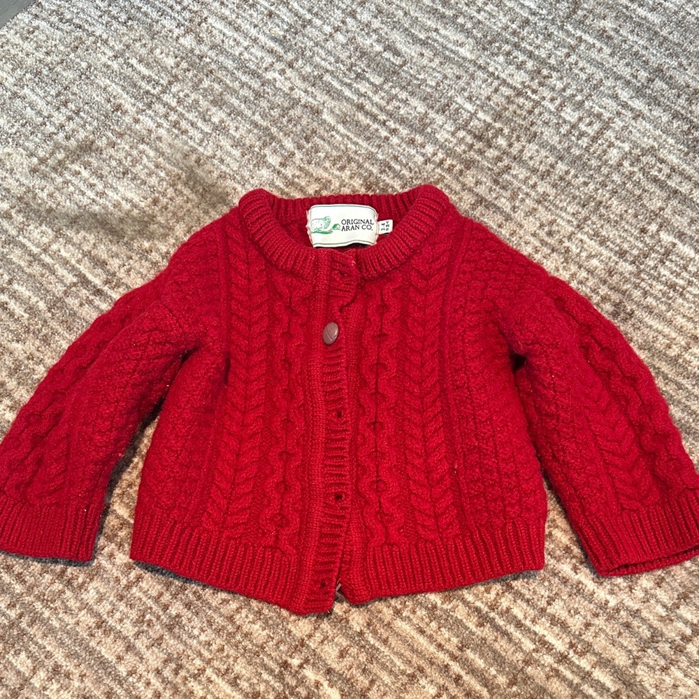 Cozy Red Cable Knit Kids Sweater